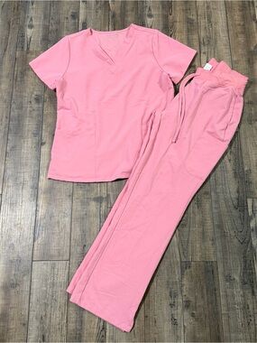 Mandala Scrubs Set Size Medium Top And Bottom Pink